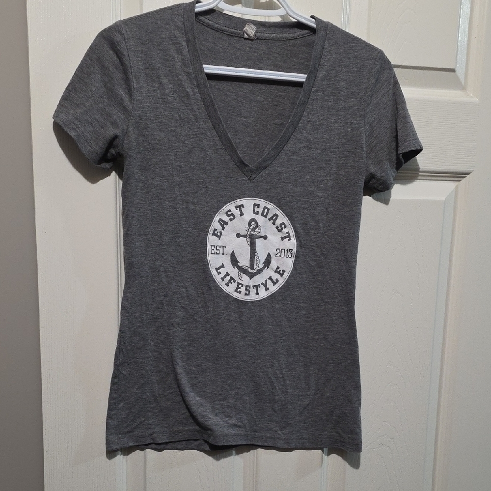 East Coast Lifestyle Charcoal V-Neck Women's Tee